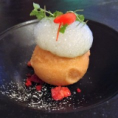 4th course - Rose apple sorbet, which was served in a chilled bowl